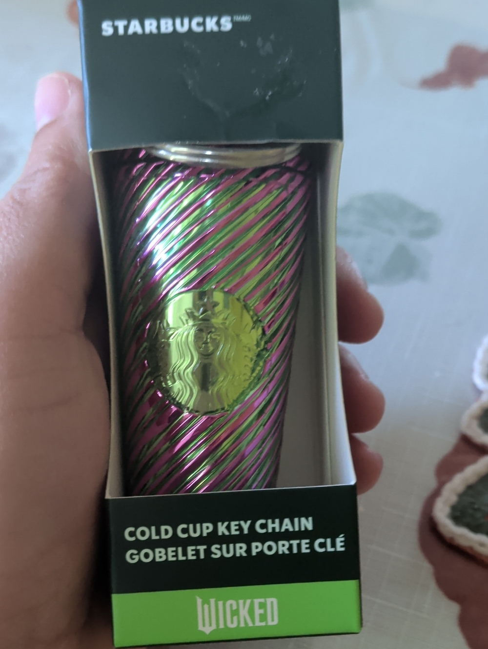 Starbucks Metallic Pink and Green Wicked Cold Cup Key Chain